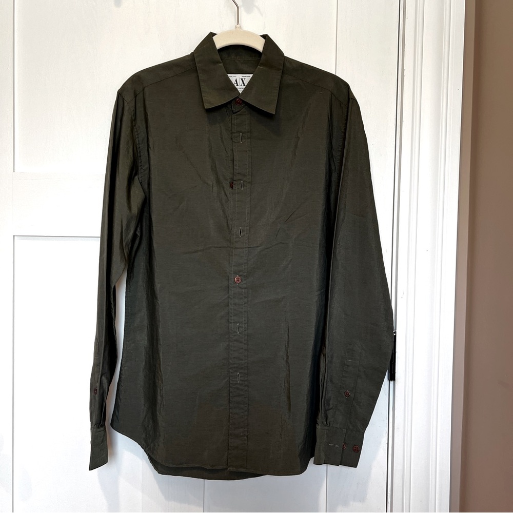 Armani Exchange Green Light Button Up Shirt, Small